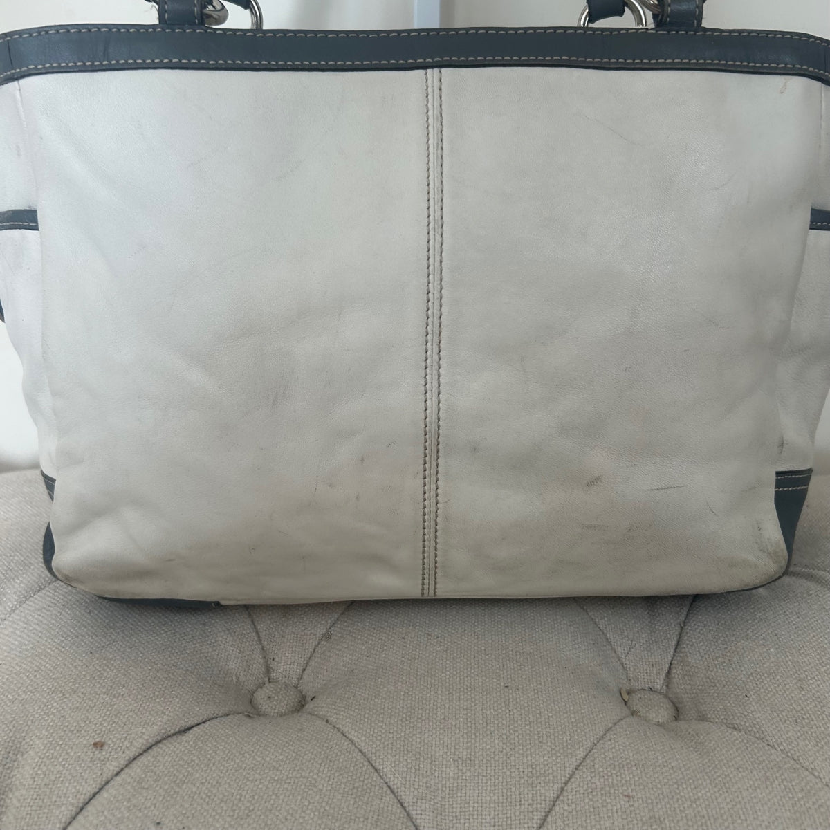 Coach White Leather Gallery East West Shoulder Tote Bag A1072-F13759