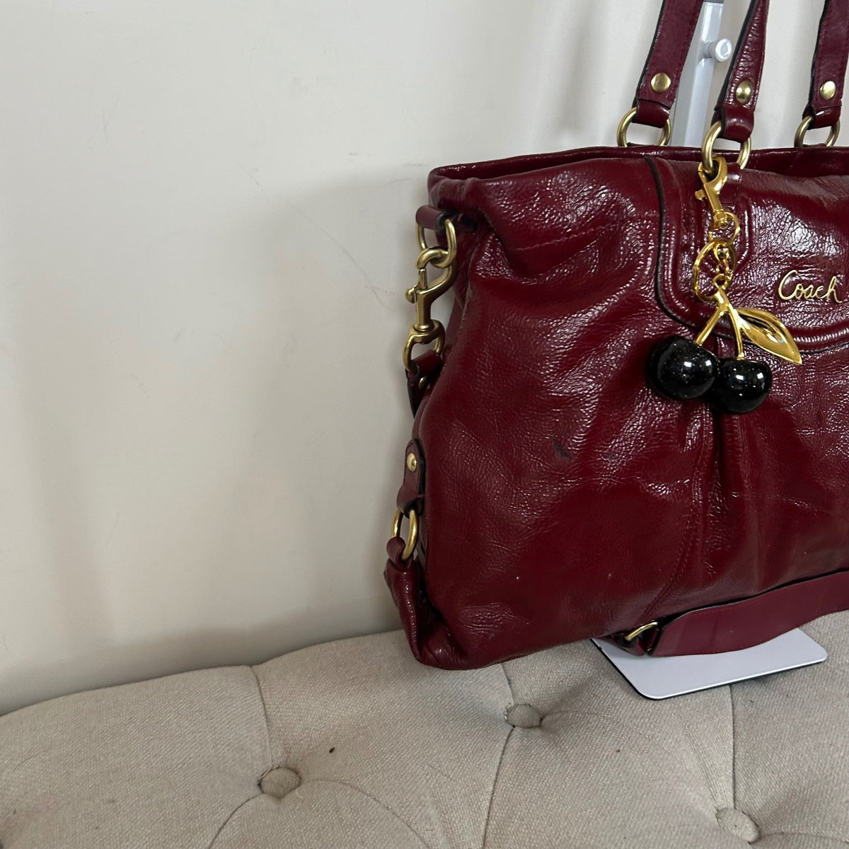 Coach Ashley Red Patent Leather Shoulder Bag H1276-F20464