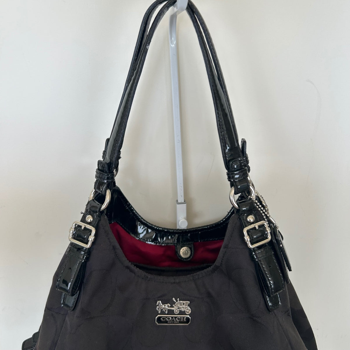Coach Black Monogram Maggie 3 Compartment Shoulder Bag H1173-18762