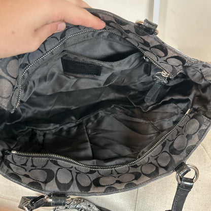 Coach Black Monogram East-West Tote Shoulder Bag J1160-F17726