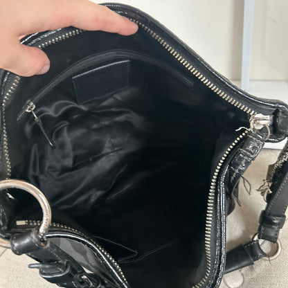 Coach Black Canvas Half Moon Hobo Shoulder Bag J0820-13351