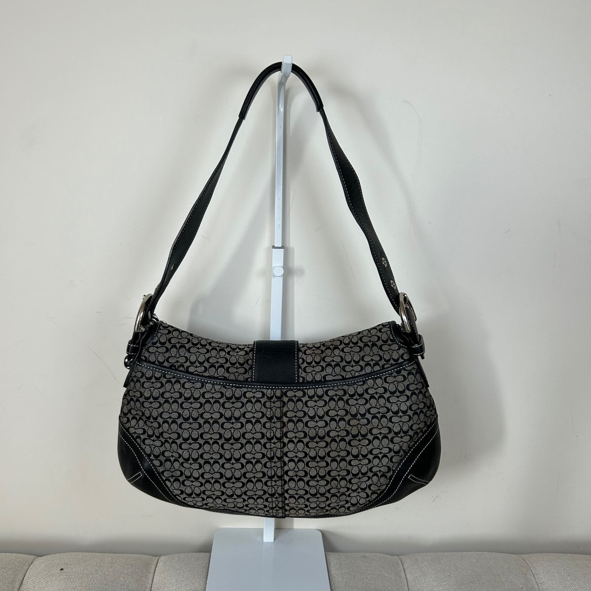 Coach Soho Large Black Signature Monogram Shoulder Bag E06W-6808