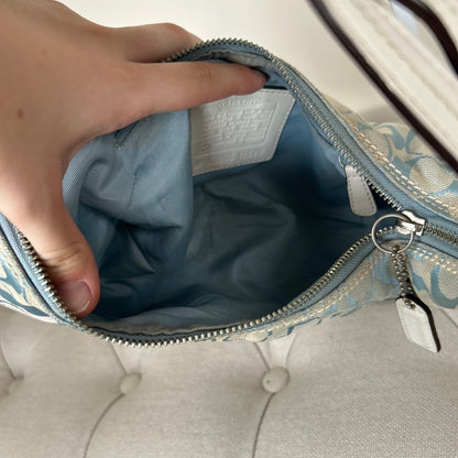 Coach Blue Monogram Signature Half Moon Hobo Shoulder Bag K0668-10599