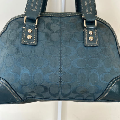 Coach Hampton Turnlock Blue Signature Monogram Shoulder Bag J0993-F13977