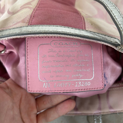 Coach Baby Pink Signature Stripe Canvas Tote Shoulder Bag L0849-13280