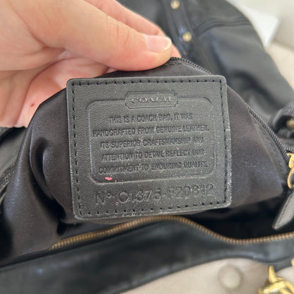Coach Black Leather Shoulder Bag Handbag Purse Gold Hardware C1375-F20812