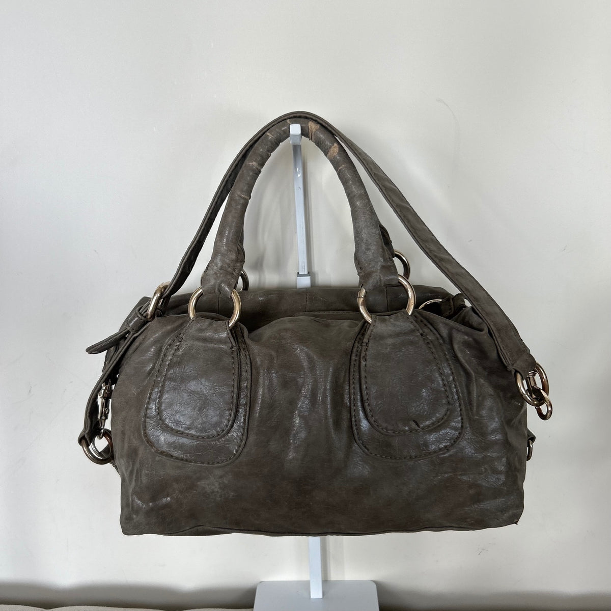 Guess Grey Laced Leather Handbag Shoulder Bag