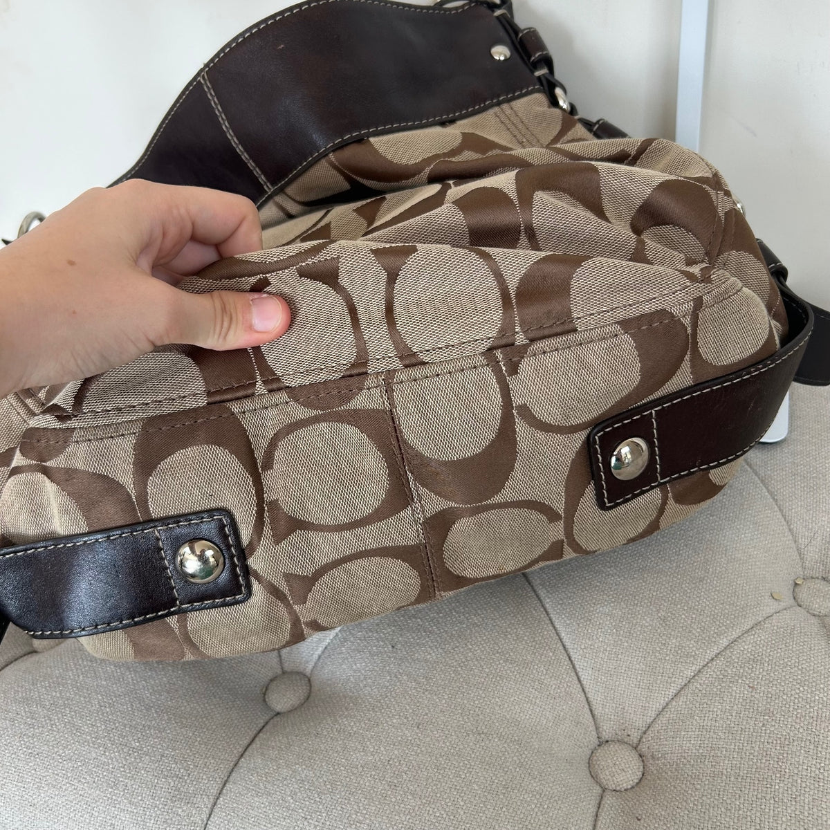 Coach Brown Monogram Large Zoe Shoulder Bag K0932-F12674