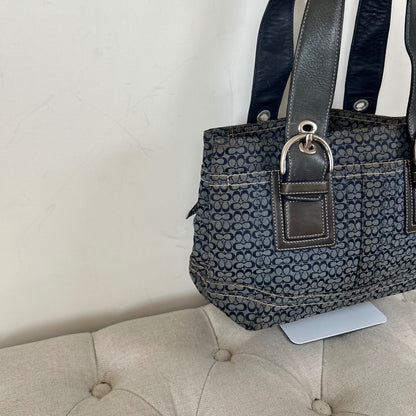 Coach Blue Monogram Tote Soho Shoulder Bag E0885-F12310