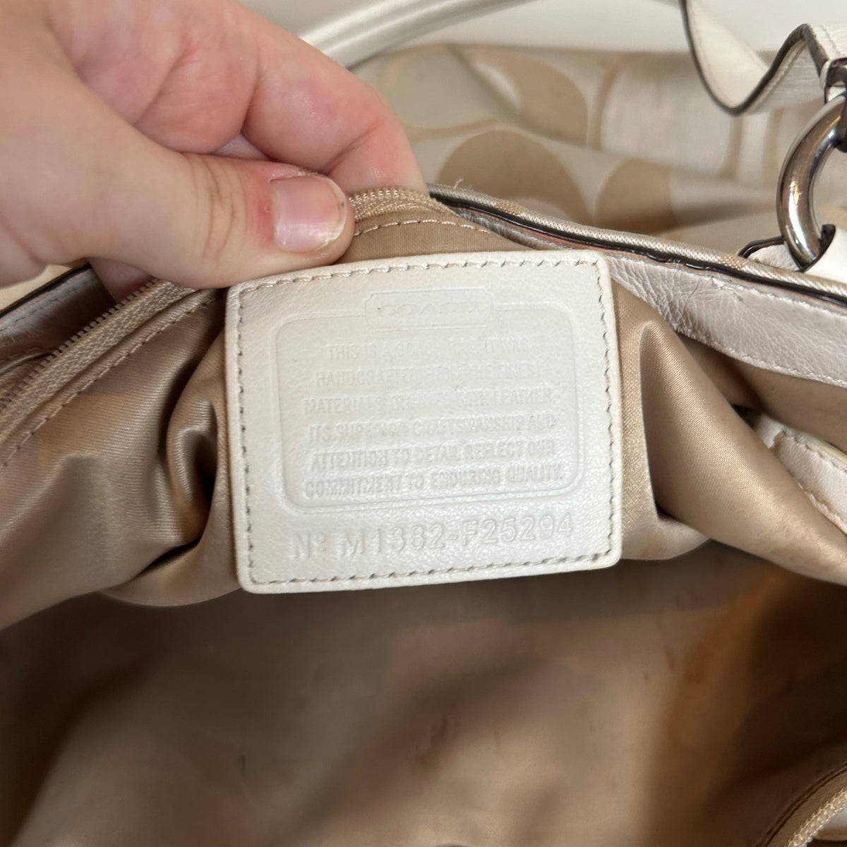 Coach Soho Large Beige Sateen Tote Shoulder Bag M1382-F25294