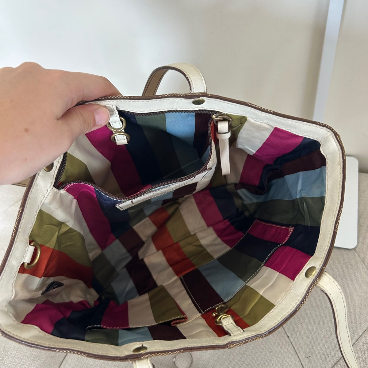 Coach Brown Monogram White Stripe Signature Canvas Shoulder Bag C0768-11098