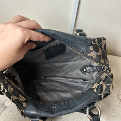 Coach Ashley Black Signature Monogram Convertible Shoulder Bag M1182-F15443