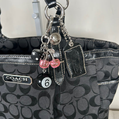 Coach Black Signature Monogram Jacquard East/West Tote Shoulder Bag C1076-F15146