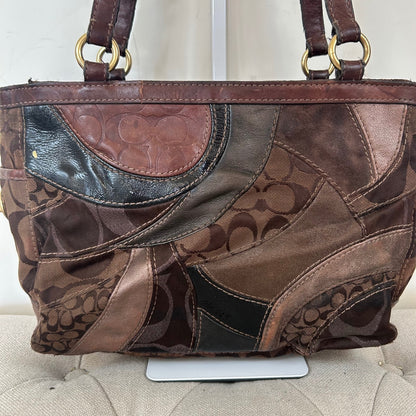 Coach Brown Mosaic Patchwork Tote Shoulder Bag E0873-13516