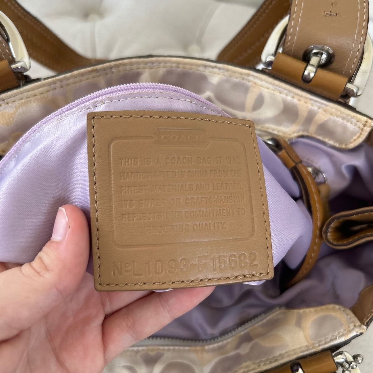 Coach Beige Optic Signature Pleated Monogram Shoulder Bag L1093-F15682