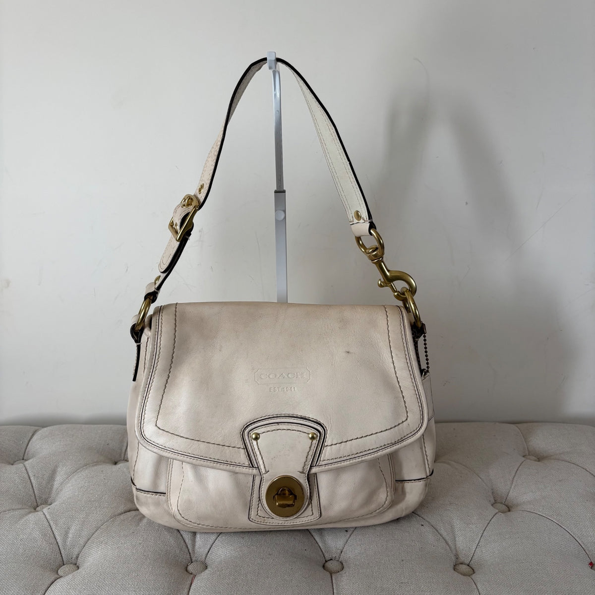 Coach Legacy 'Ali' Bone White Leather Shoulder Bag A0982-F12854