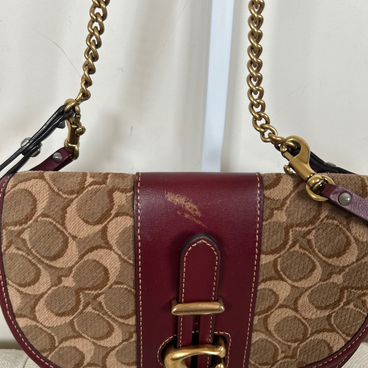 Coach Burgundy Studded Leather Shoulder Bag H1880-48189