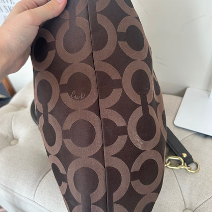 Coach Chocolate Brown Monogram Convertible Shoulder Bag G1082-15342