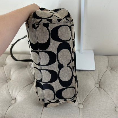 Coach Black Large Signature Stripe Hobo Shoulder Bag A1261-F19281
