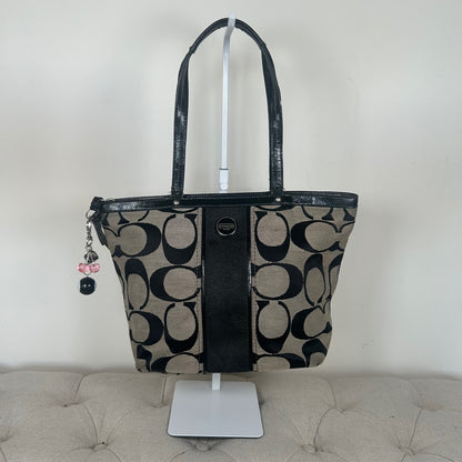 Coach Black Signature Monogram Stripe Tote Bag D1380-F21950