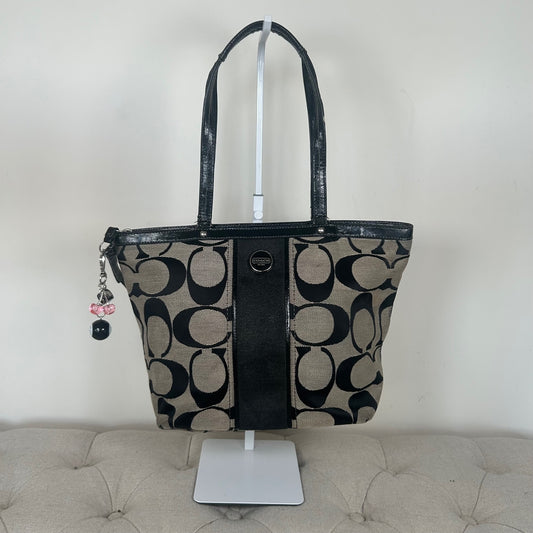 Coach Black Signature Monogram Stripe Tote Bag D1380-F21950