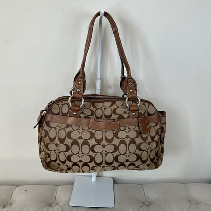 Coach Brown Signature Monogram Satchel Shoulder Bag C1076-F14695