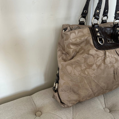 Coach Beige Monogram 3 Compartment Shoulder Bag C1159-F15510