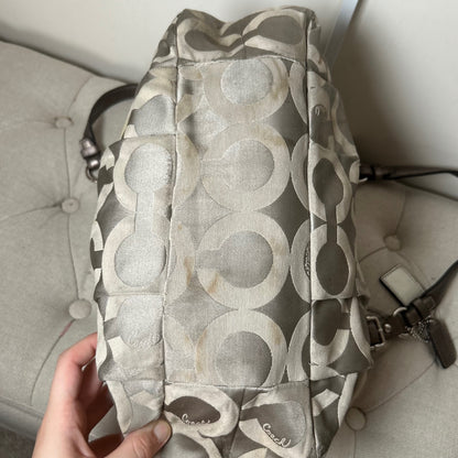 Coach Grey Signature Monogram 3 Compartment Shoulder Bag D1182-17689