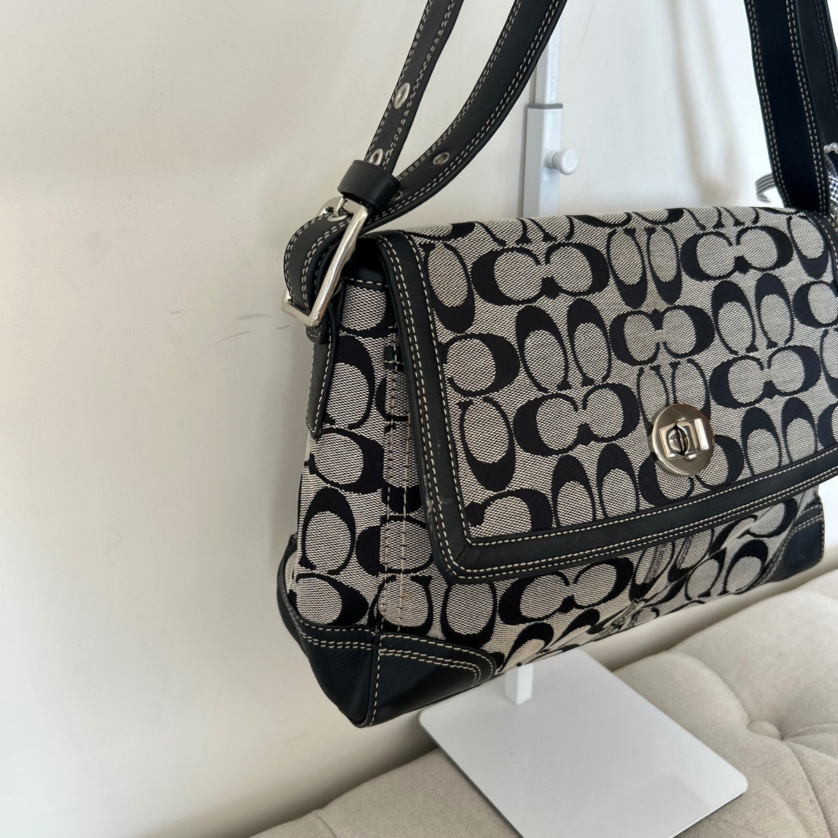 Coach Hampton Black Signature Monogram Shoulder Bag H0967-F13972