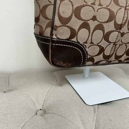 Coach Brown Signature Monogram Hampton Shoulder Bag B0860-F10659