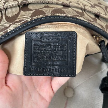 Coach Brown Monogram Bleecker Shoulder Bag with Black Leather H0793-11431
