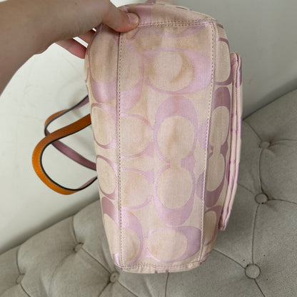 Coach Pink Monogram Turnlock Tote Shoulder Bag B1067-F14659