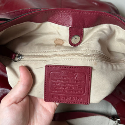 Coach Soho Red Patent Leather Hobo 3 Compartment Shoulder Bag