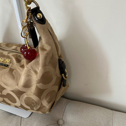 Coach Brown Beige Monogram Convertible Hobo Shoulder Bag H1169-18801M