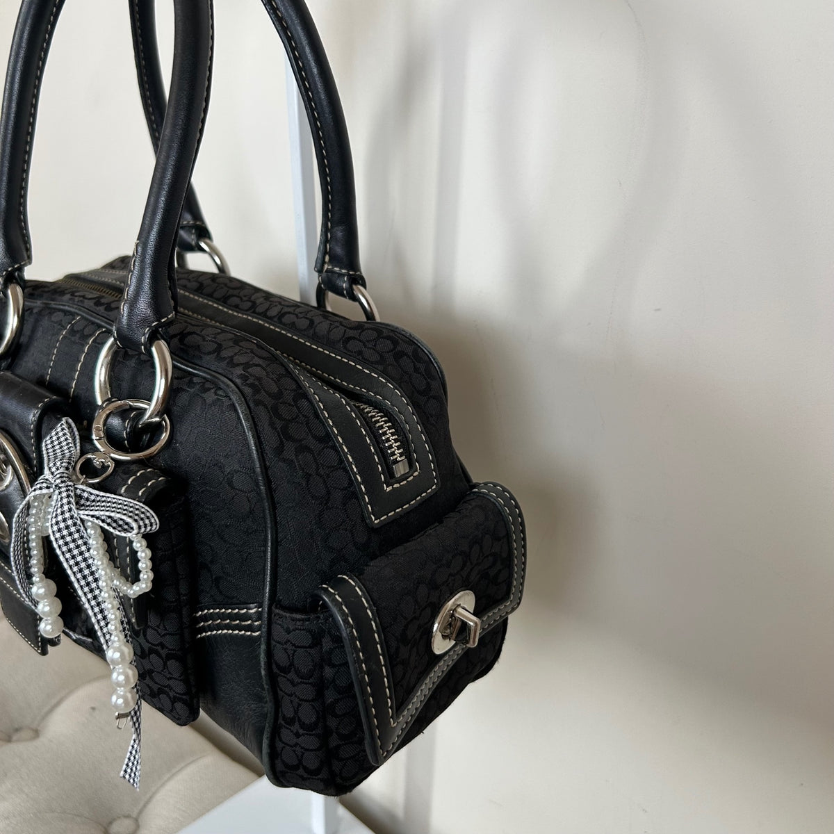 Coach Black Monogram Soho Satchel Top Shoulder Bag H05S-3647