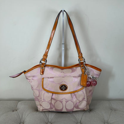 Coach Pink Monogram Turnlock Tote Shoulder Bag B1067-F14659