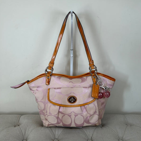 Coach Pink Monogram Turnlock Tote Shoulder Bag B1067-F14659