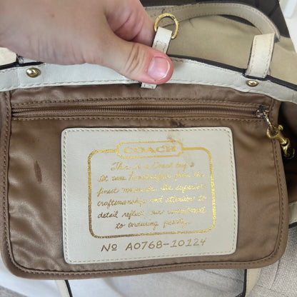 Coach Chocolate Brown Signature Monogram Stripe Tote Bag A0768-10124