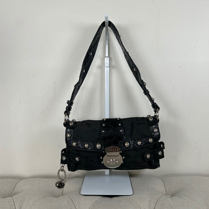 Guess Black Monogram Studded Mini Shoulder Bag