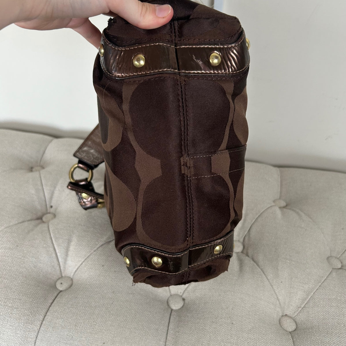 Coach Brown Carly Medium Monogram Shoulder Bag F0825-13008