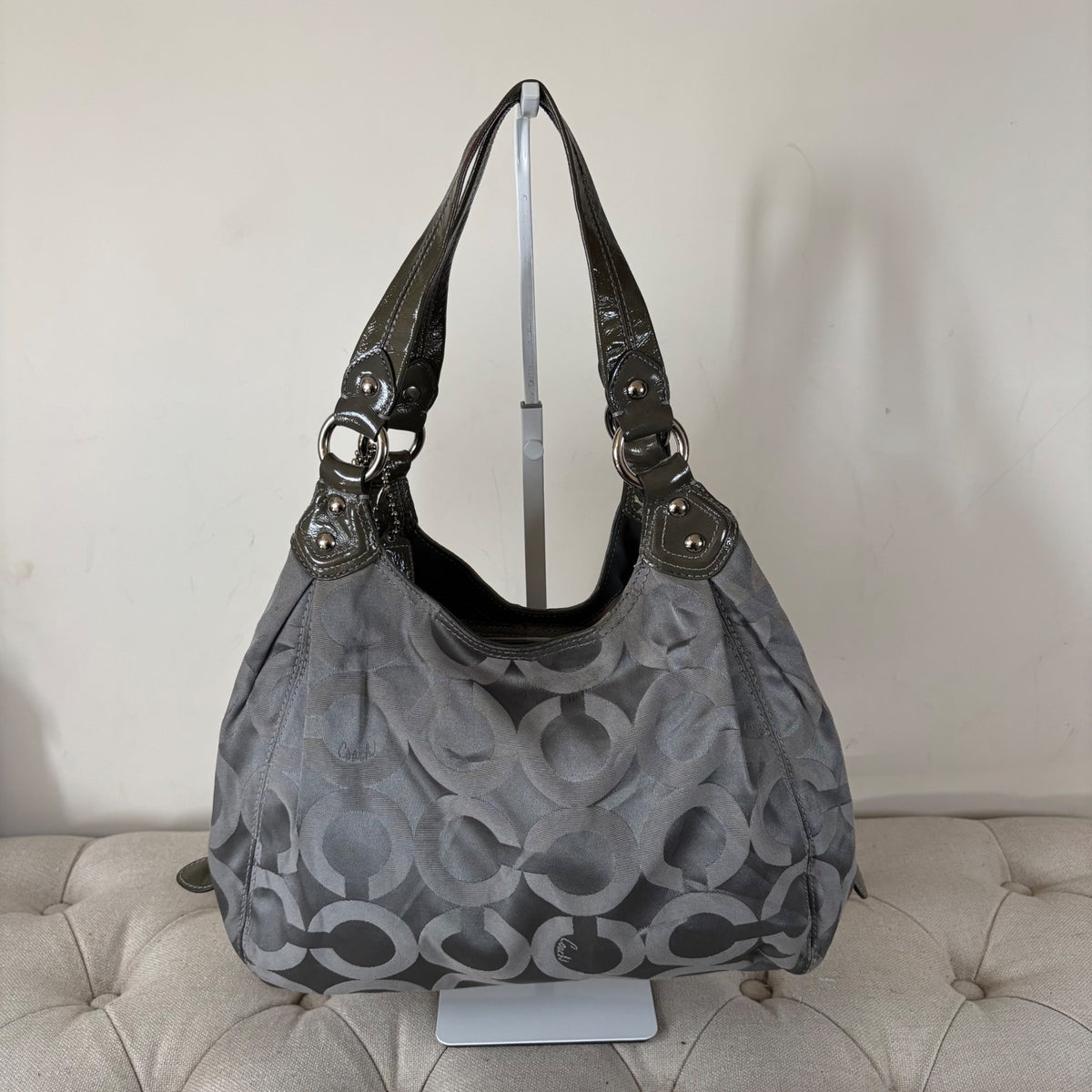 Coach Grey Monogram 3 Compartment Shoulder Bag D1073-14305