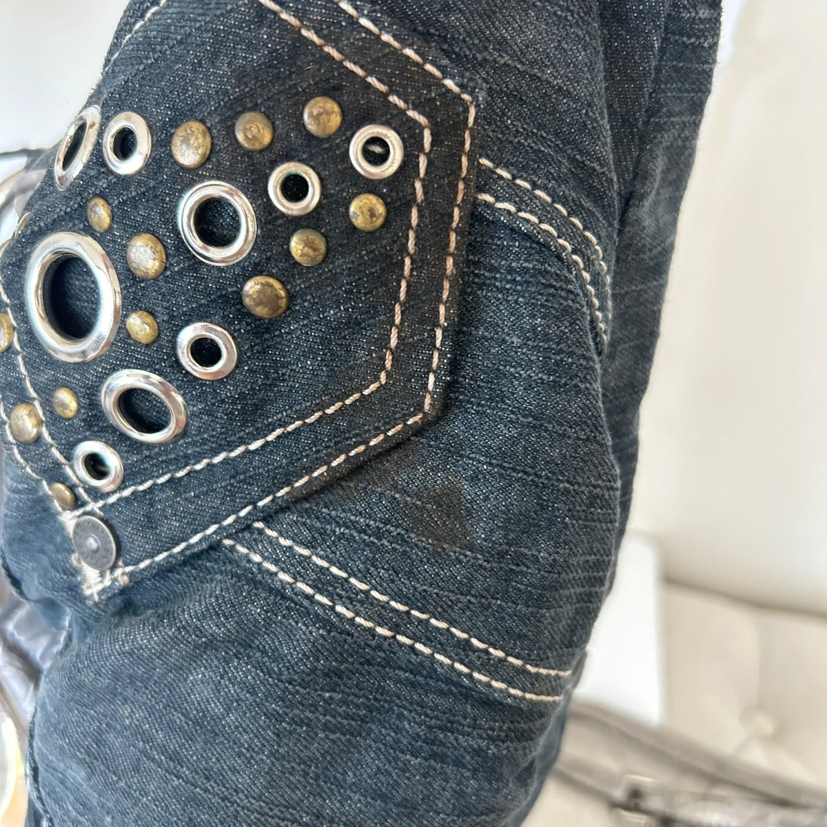 RARE Guess Blue Denim Eyelet Detail Shoulder Bag