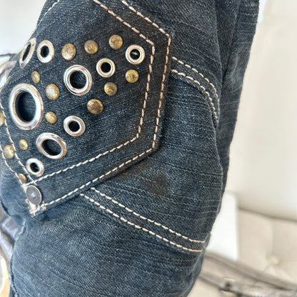 RARE Guess Blue Denim Eyelet Detail Shoulder Bag