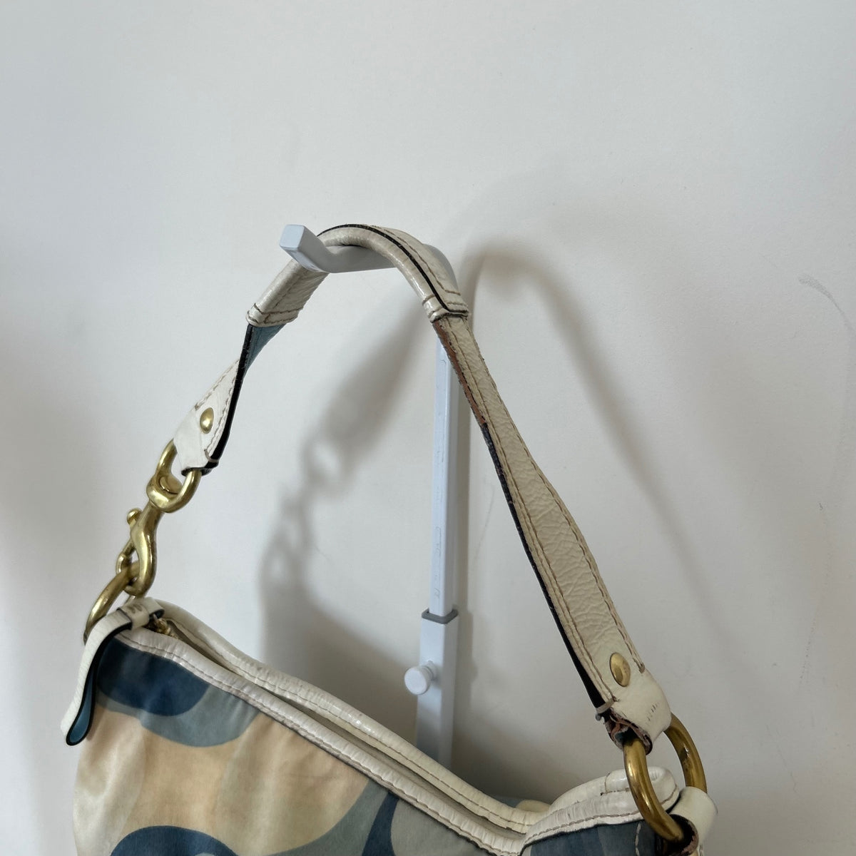 Coach Blue and Beige Monogram Slouch Shoulder Bag L0726-11955
