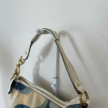 Coach Blue and Beige Monogram Slouch Shoulder Bag L0726-11955