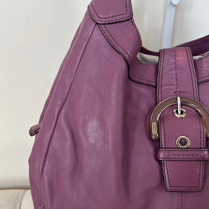 Coach Purple Leather Buckle Front 3 Compartment Shoulder Bag E1120-F17092