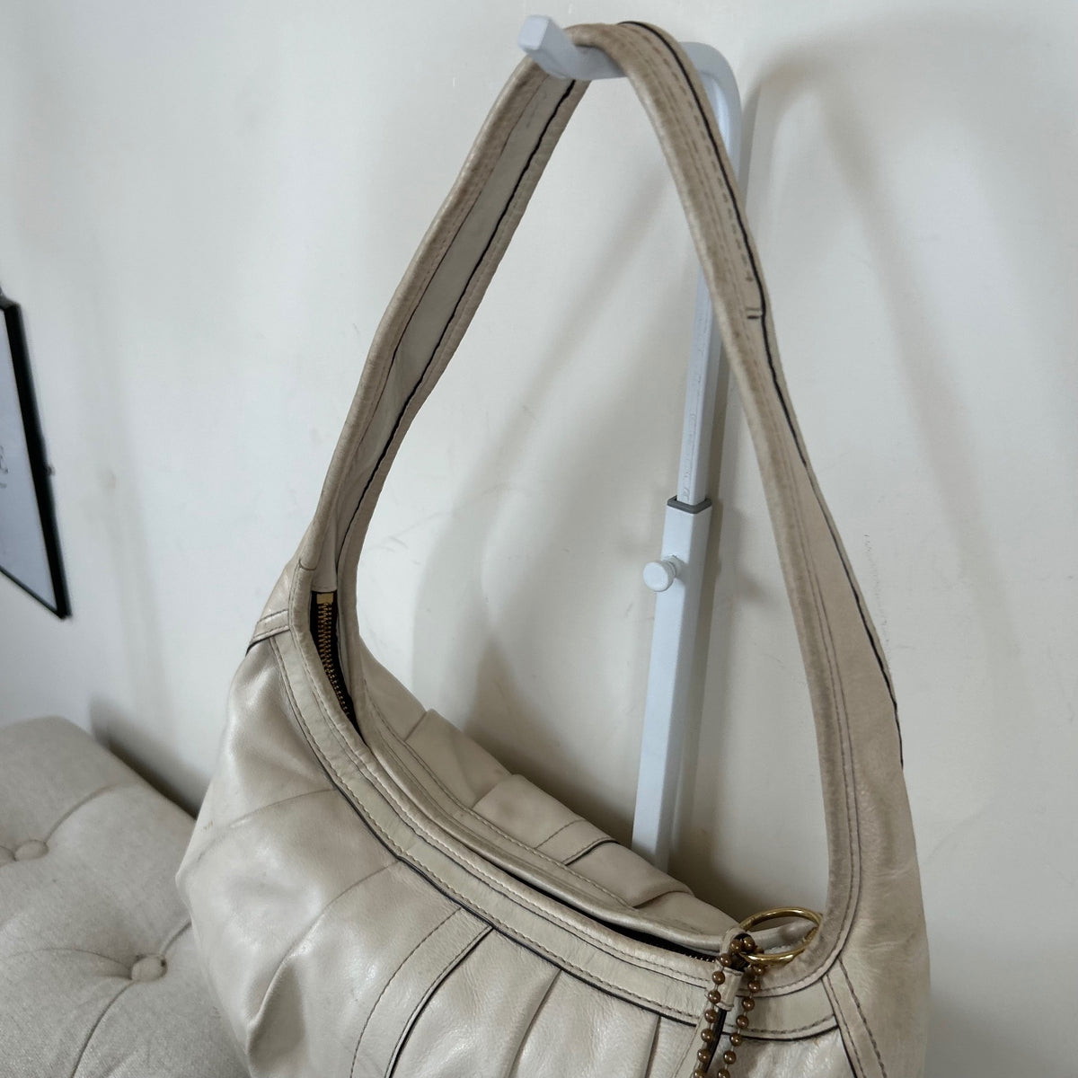 Coach White Leather Ergo Hobo Shoulder Bag B0882-12235
