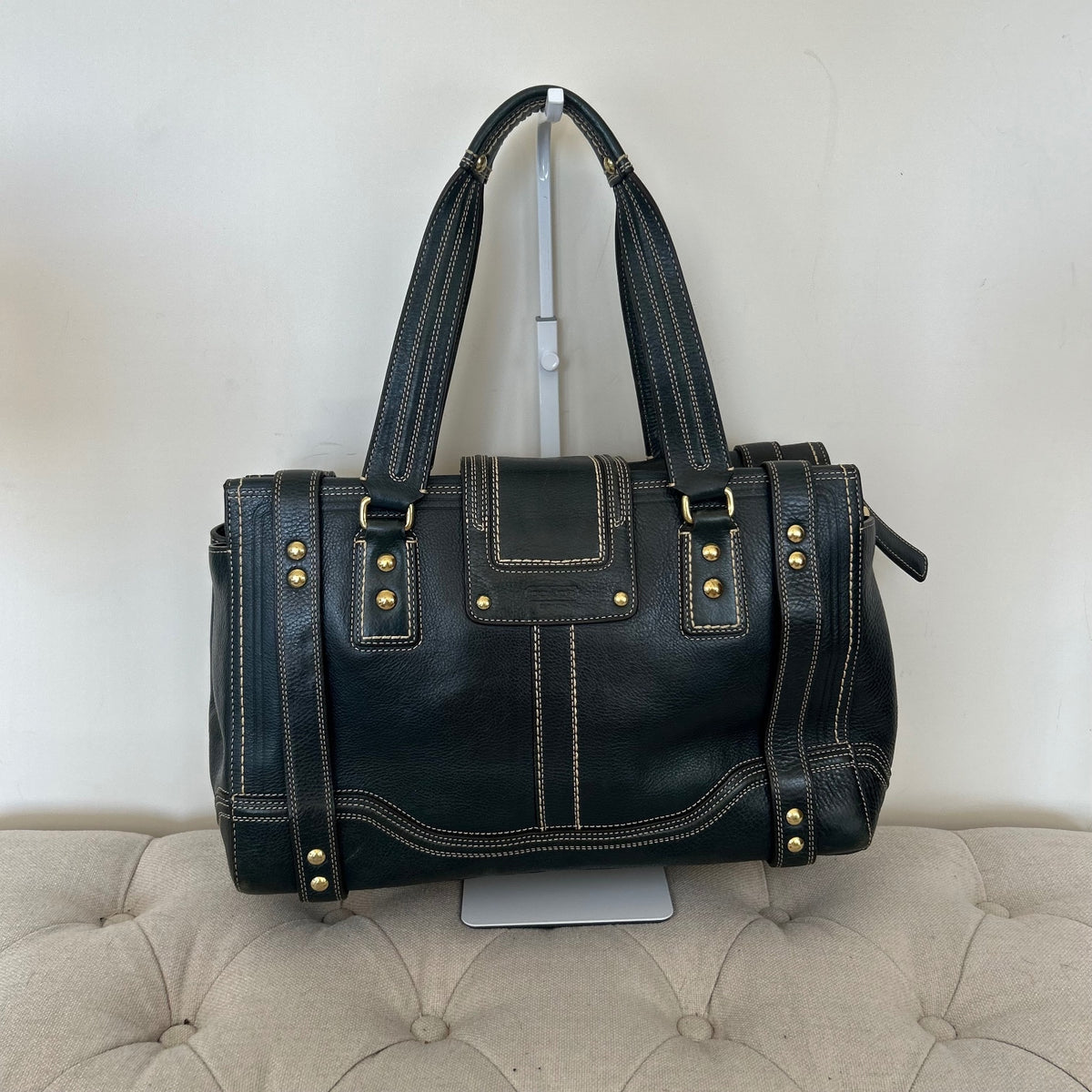 Coach Hamptons Blue Leather Carryall Shoulder Bag L0793-11086