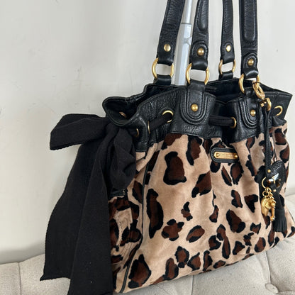 Vintage Y2K Juicy Couture Brown Leopard Print Velour Handbag