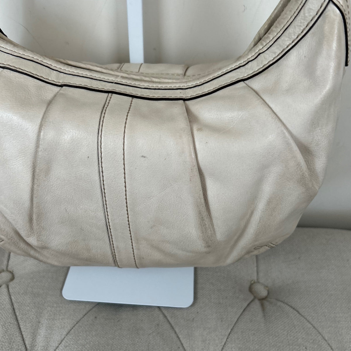 Coach White Leather Ergo Hobo Shoulder Bag B0882-12235